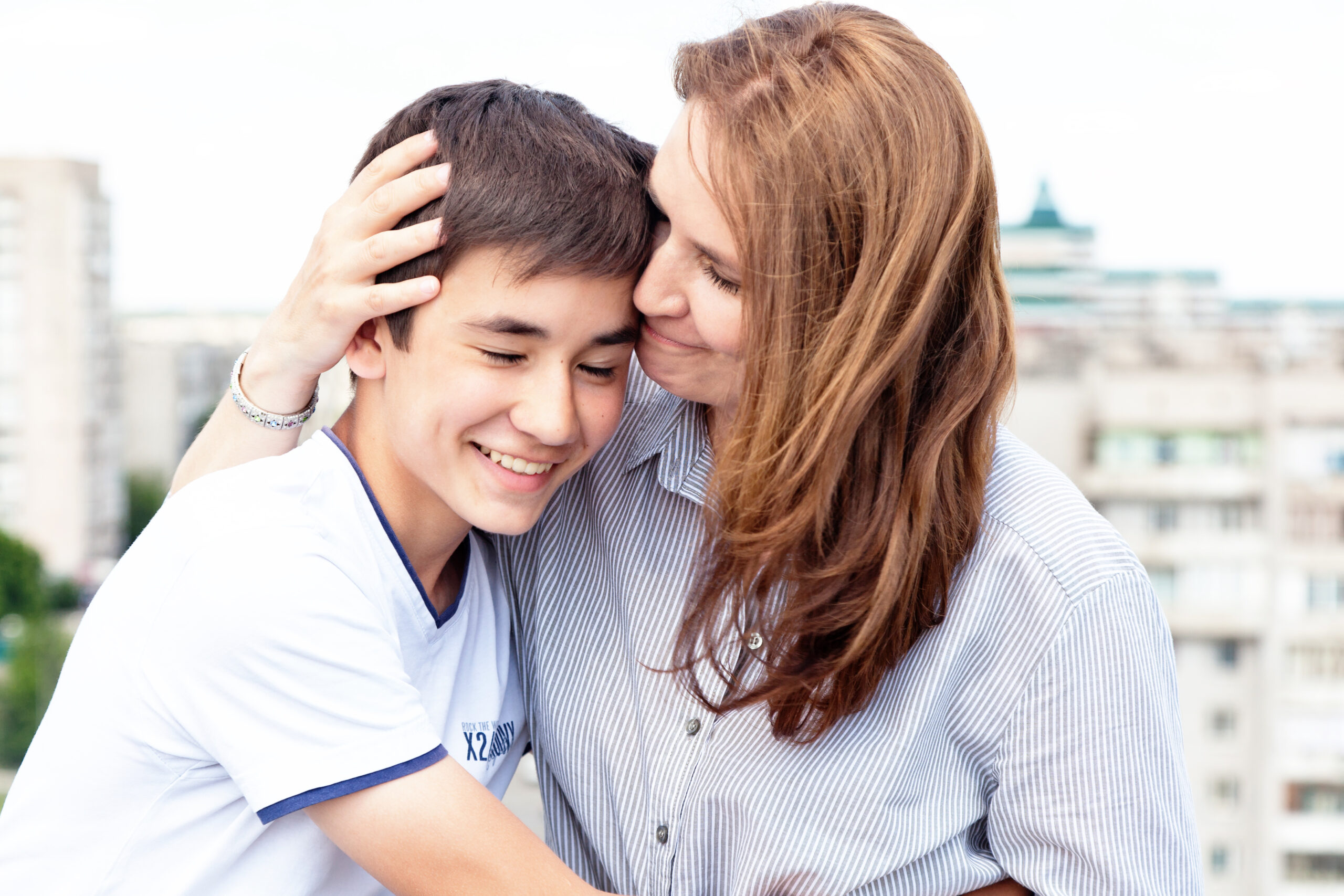 Portrait,Of,A,Mother,With,Her,Son,Teenager.,Tenderness,,Love,